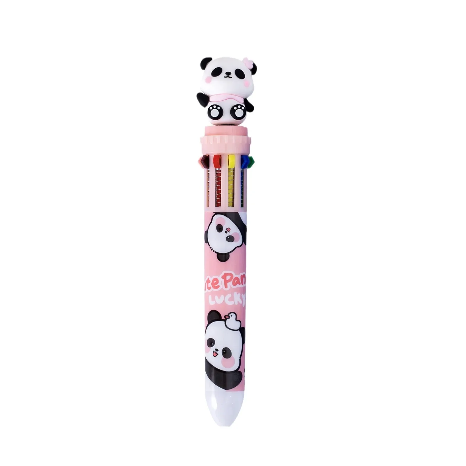 10 Color in 1 Cartoon Panda Ballpoint Pen Multicolor Refill Press Pen School Office Stationery Supplies