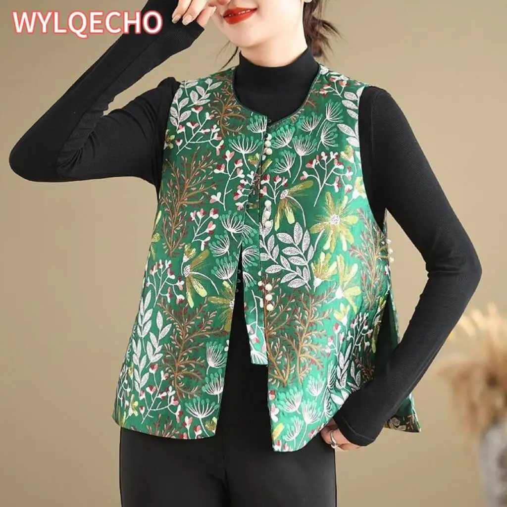 

2024 chinese vintage vest oriental streetwear traditional o-neck vest national satin jacquard vest sleeveless jacket hanfu tops