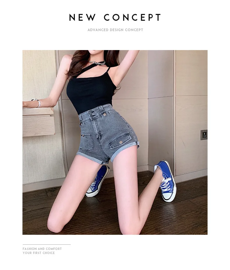 old navy shorts Women Straight Denim High Waist Shorts Spring Summer Pockets Female Curling Sexy Jeans Shorts Skinny Шорты Женские Jb77 chino shorts