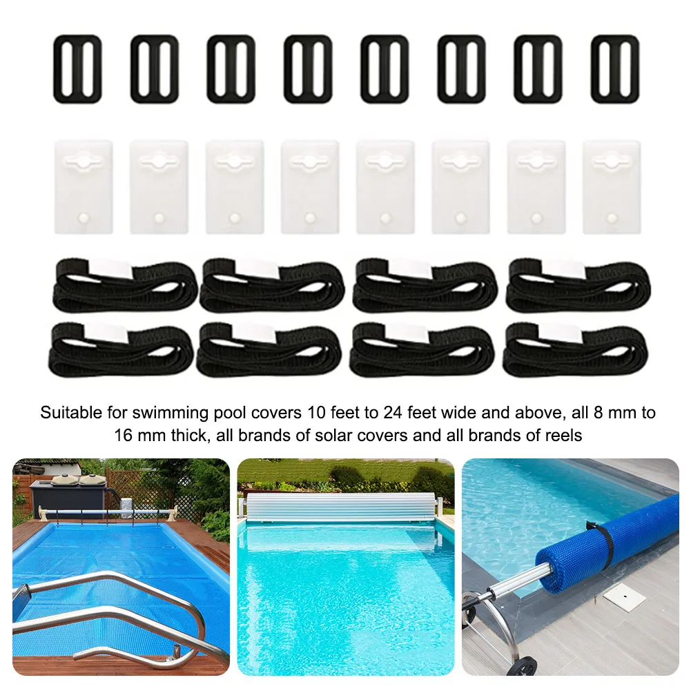 Pack of 8 Solar Cover Reel Strap Kit Accessories From 10ft To 24ft Wide And  More for In Ground Swimming Blanket Reels - AliExpress