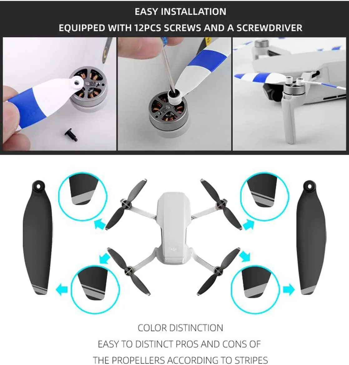 Propellers Blade Screw Screwdriver Tools DJI Drone Accessories 8pcs/set For Mavic Mini 1 /mini 2/2SE 4K 4726FM