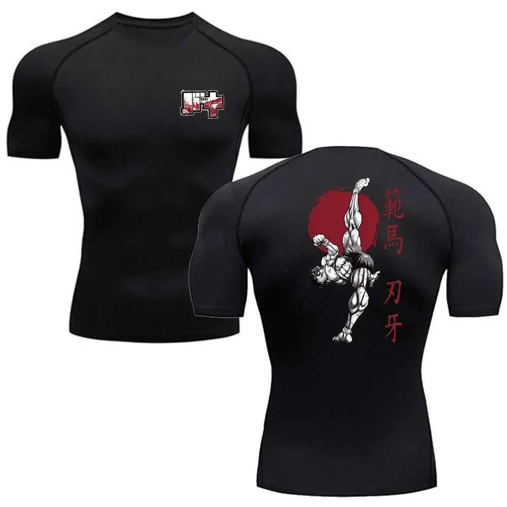

2024 Anime Men'S T Shirt Gym Fitness Boxing Outdoor Training MMA Rash Guard Boxing Tshirt Herren Jiu Jitsu Bjj Sport Shirt