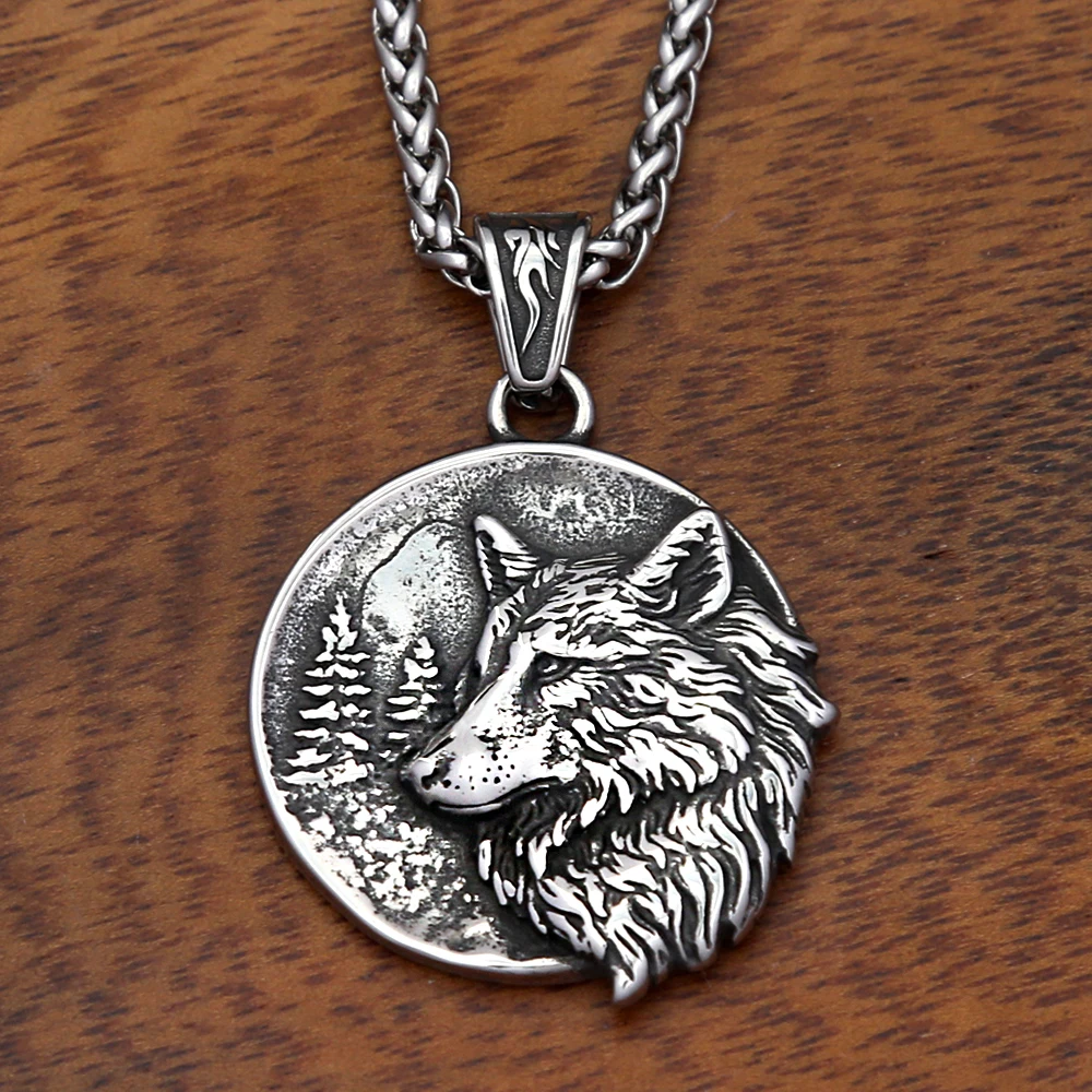 Vintage Viking Wolf Head Necklace Stainless Steel Nordic Animal Pendant For Men Women Unique Amulet Jewelry Gift Dropshipping 4
