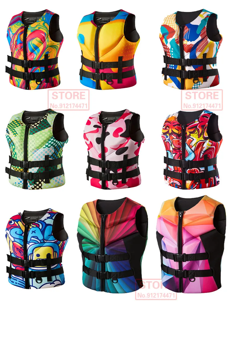 Life Jacket for Adult Super Buoyancy Neoprene Life Jacket Surf Raft Kayak Fishing Jet Ski Water Sport Swimming Rescue Life Vest