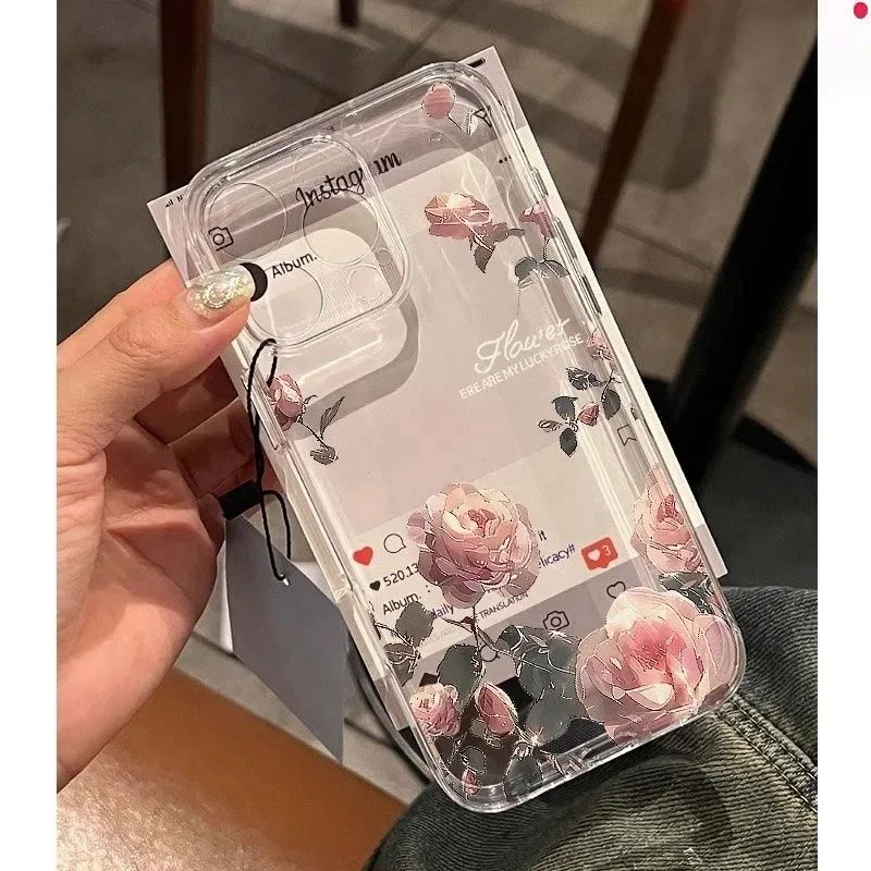 Lotus Rose Flower Clear Phone Case