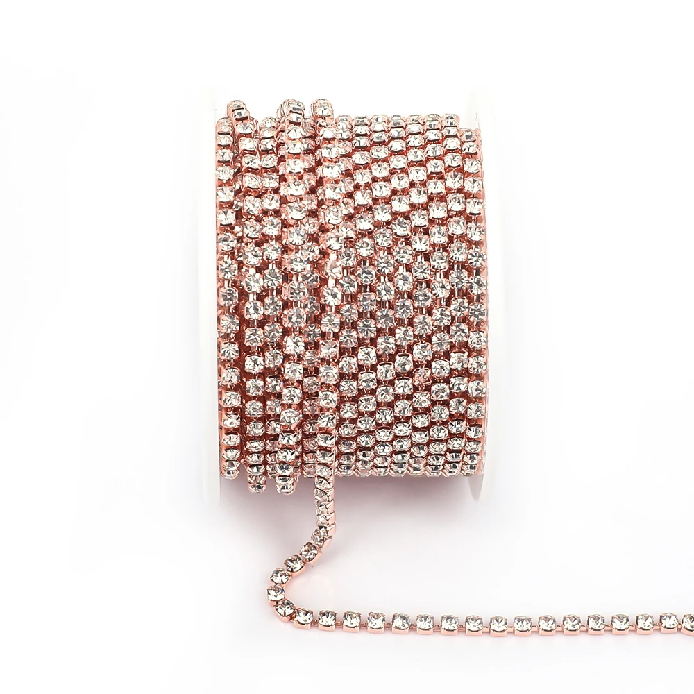Rhinestone Chain Colorful Dense Fancy Apparel Sewing Glass Rhinestone Cup Chain Colorful base