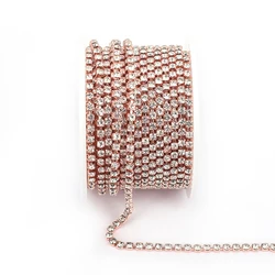 Vibrant Rhinestone Cup Chain with Colorful Base - SS12(3mm)-5yards (KC Gold Crystal)