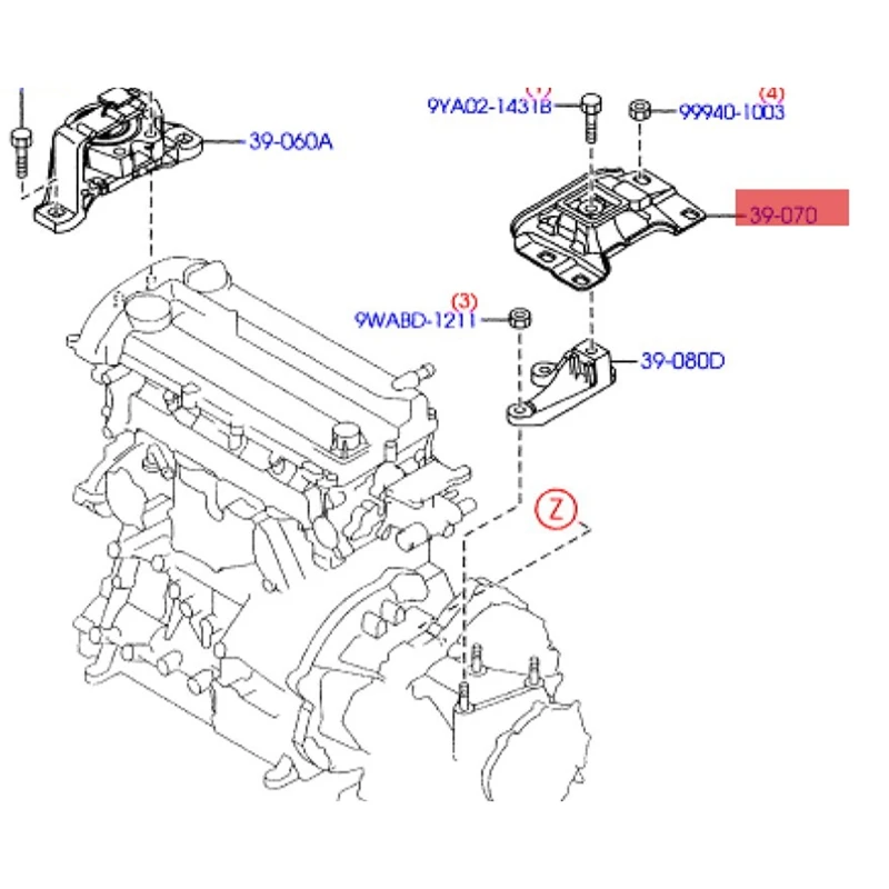 

Кронштейн крепления автоматической коробки передач для Mazda 3 2004 л 2009 л-BBN839070B, кронштейн двигателя, резиновые крепежные детали