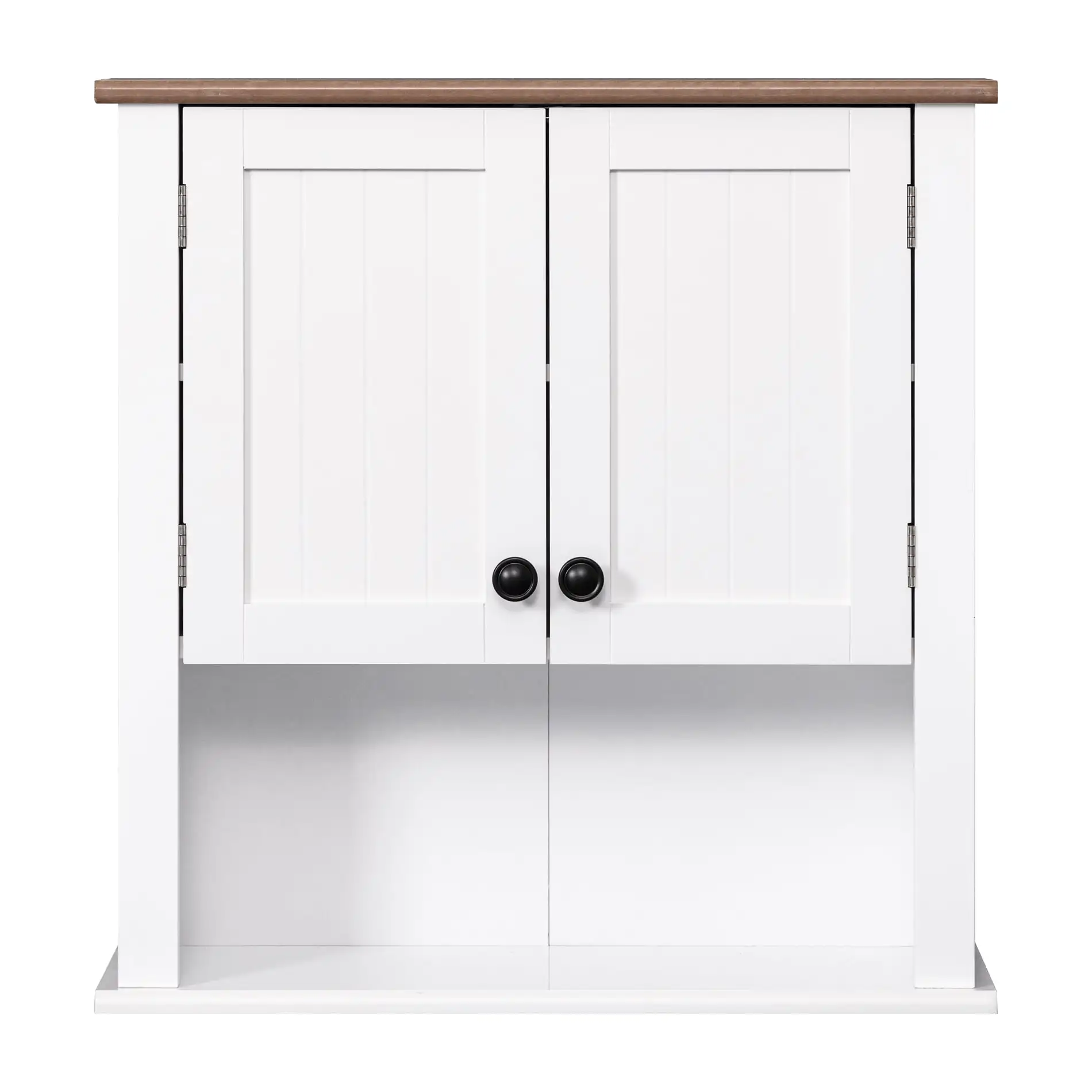 

WAMPAT Bathroom Floating Cabinet with Doors, White Wood Wall Mounted Cupboard Over the Toilet with Adjustable Storage Shelf