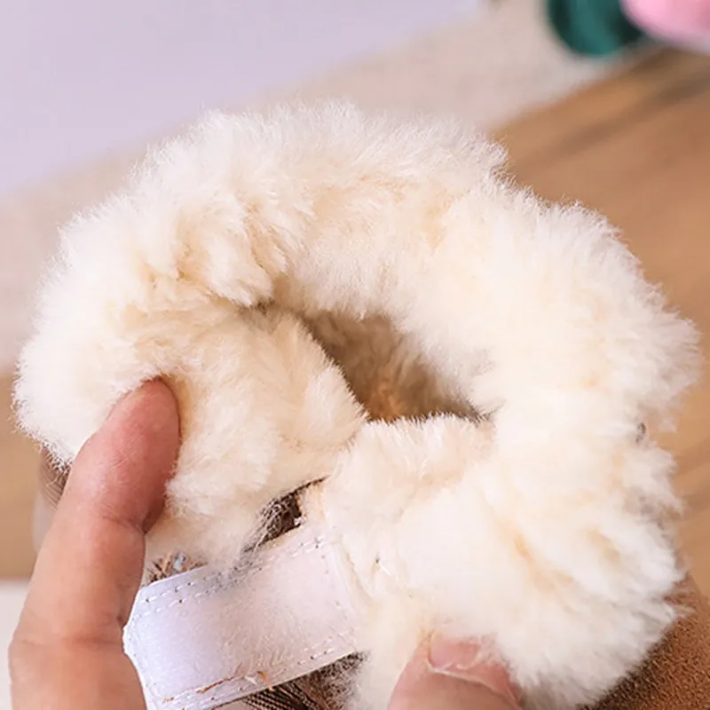 New Winter Baby Boots Genuine leather Warm Plush Little Boys Shoes Non-slip Fashion Toddler Girls Snow Boots
