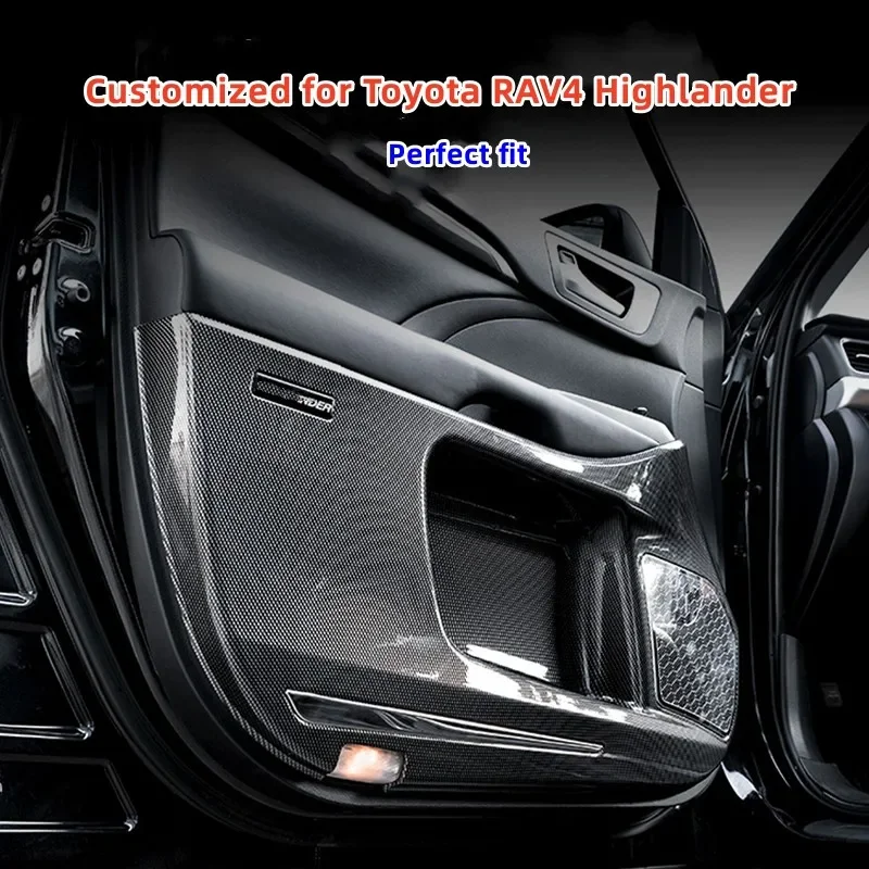 For Toyota Highlander 2015- Car Door Anti Kick Pad ABS Carbon Fiber Car Door Side Edge Protector Anti-dirty Sticker