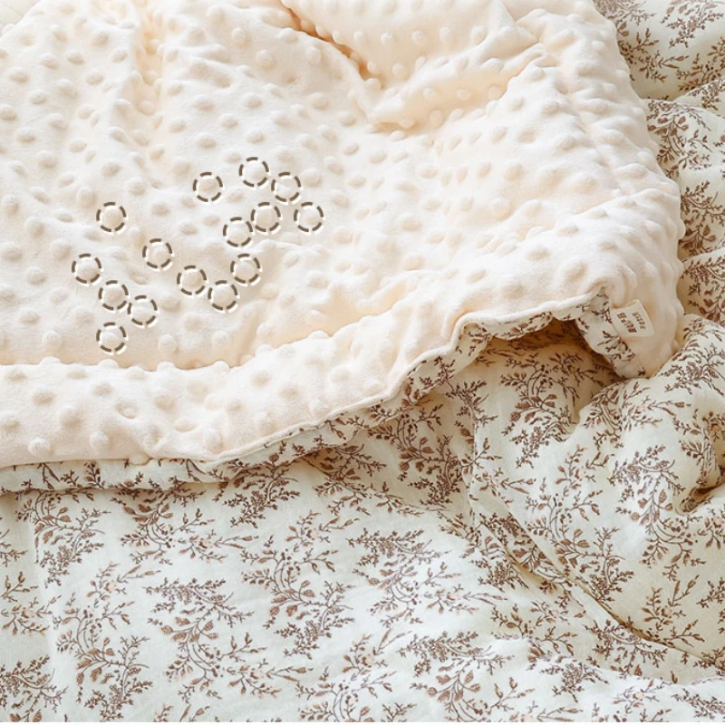 110X140cm Flower Print Baby Quilt Newborn Nap Quilts Soft Cotton Infant Blanket Fall Winter Swaddle Wrapped Bedding 3