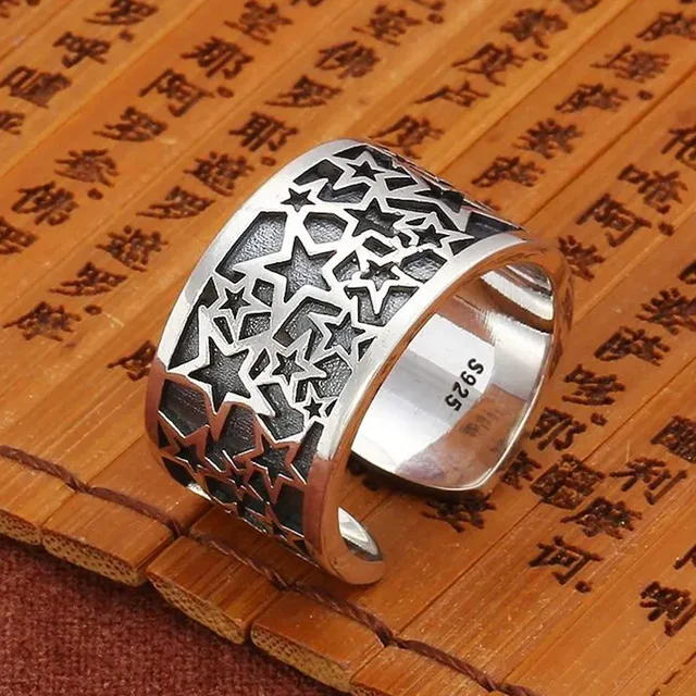 Bague Girlbible en argent sterling 925 pour femme, couple, minimaliste, faite à la main, rétro, avec pierre noire, bijoux de fête, cadeau, anti-allergie