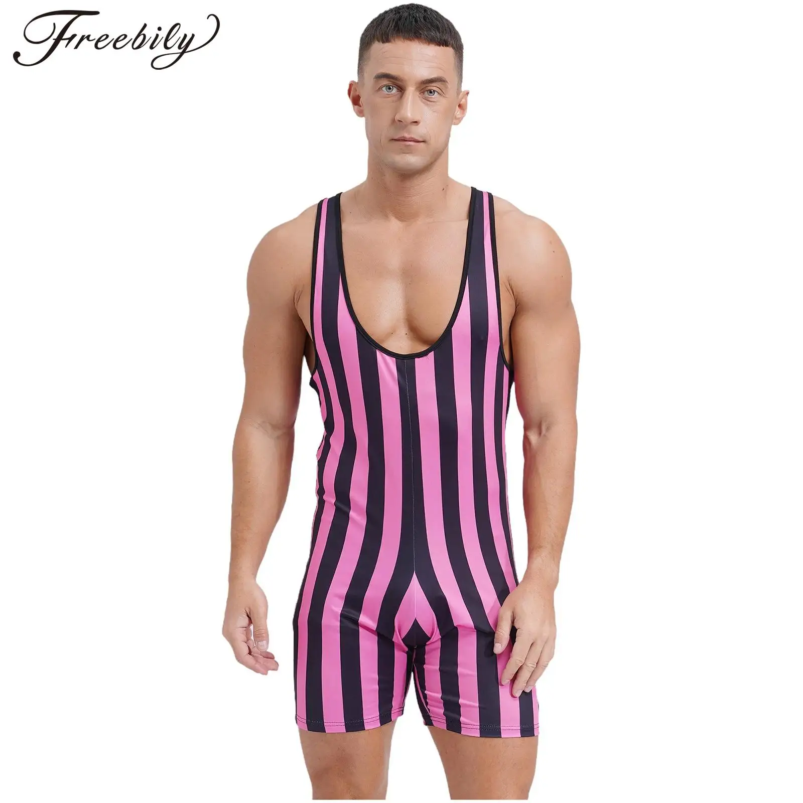 Men's Athletic One Piece Swimsuit for Triathlon Wrestling men swimsuit