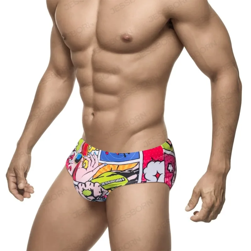 Summer Cartoon Comics Print swimwear Beach Sexy Low Wait Swimming Briefs Surf Beach Boxer shorts Jammer Surfing Trunks Swimsuit