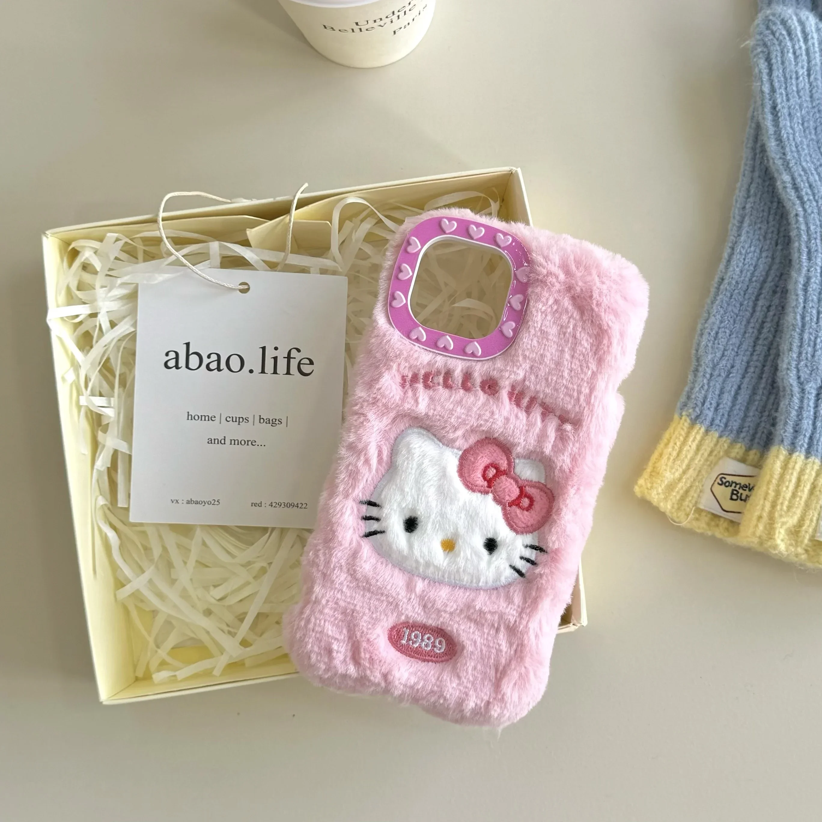 Kawaii anime plush cover with lanyard for iPhone 14