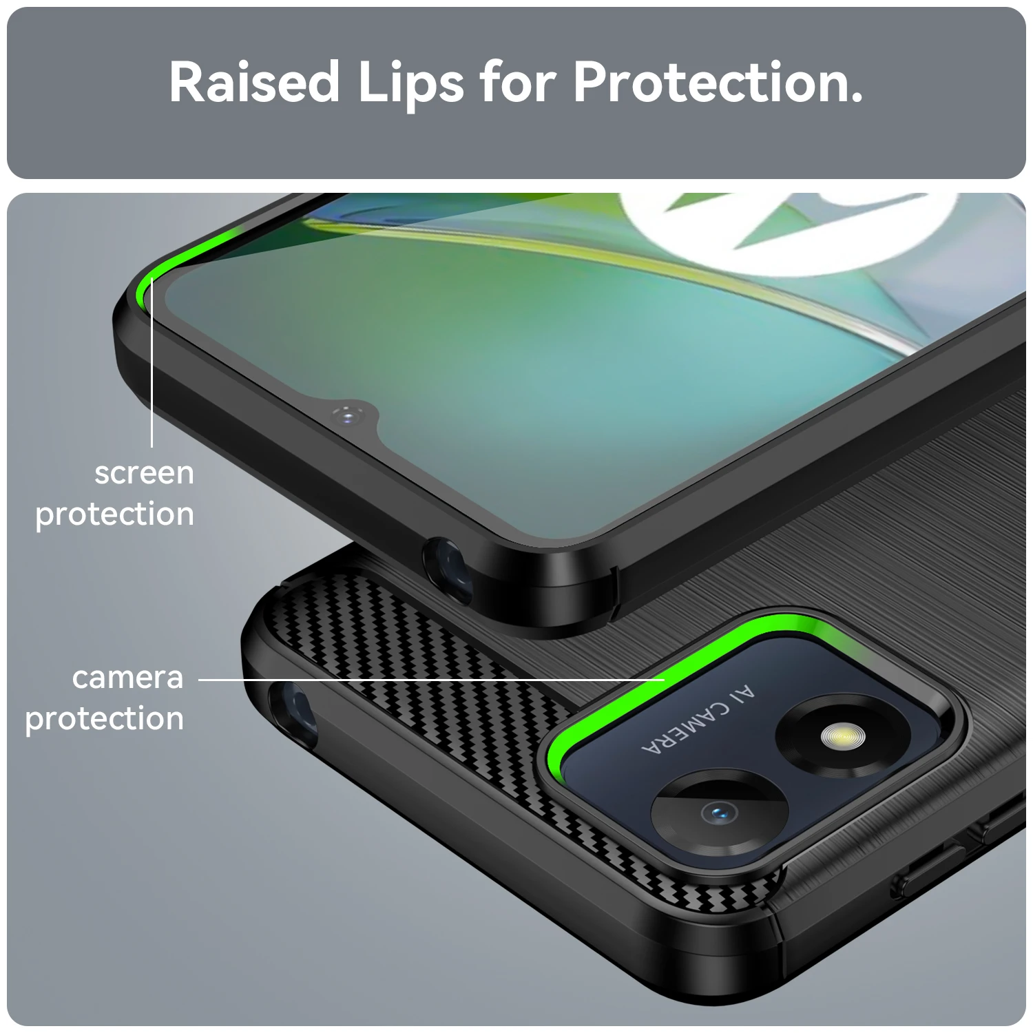 Sleek Black Carbon Fiber Soft TPU Silicone Protective Phone Case