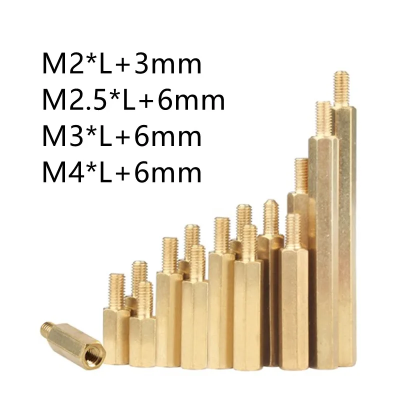 

10/20Pcs M2*L+3mm M2.5/M3/M4*L+6mm Hex Brass Spacing Screws Threaded Pillar PCB Computer PC Motherboard StandOff Spacer
