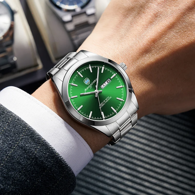 PAAZOMU Luxury Men's Waterproof Stainless Steel Quartz Business Watch