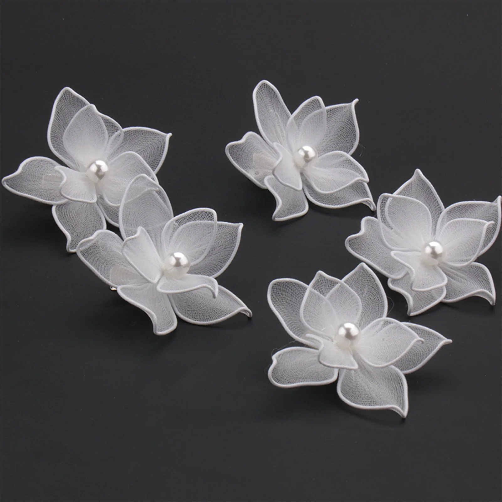 White Floral Hair Clip Wedding Hair Accessories For Women Pearl Fabrics Hairpin Barrettes Bride Tiaras Prom Hair Jewelry Gifts - 6