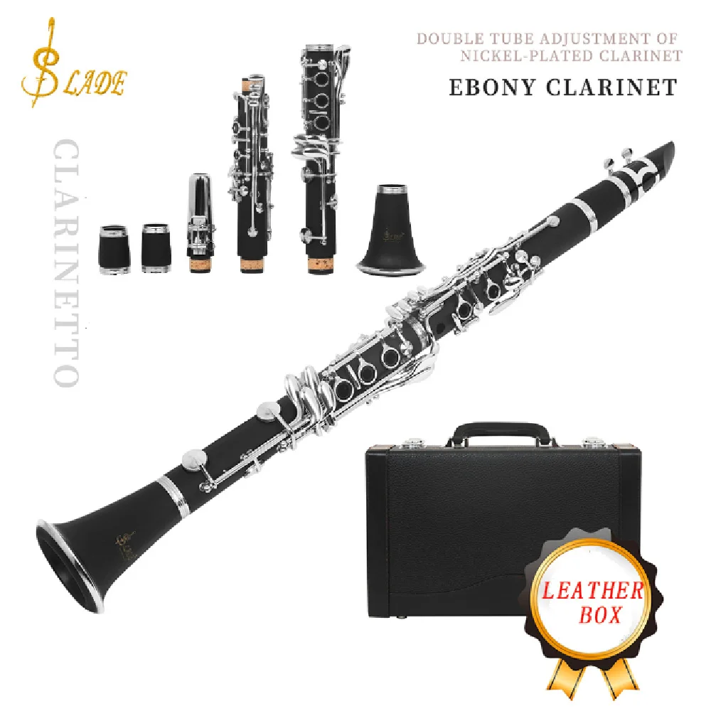  SLADE Professional Clarinet C Tune 17 Keys Woodwind Instrument Bakelite Body White Copper Keys with Box Reed Accessories