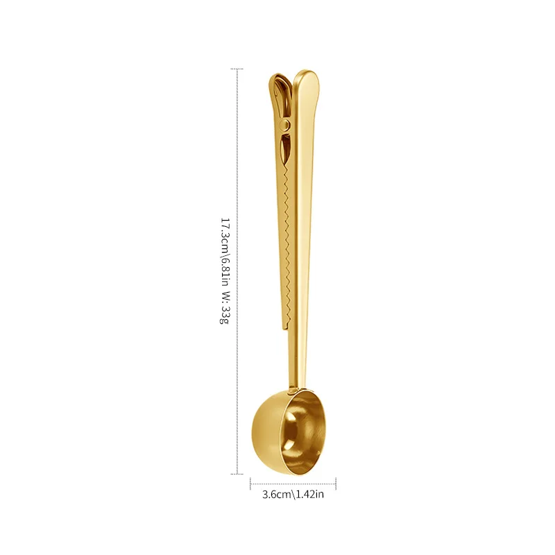 Measuring Spoon Stainless Steel Coffee Powder Spoon Graduated 10g Food Sealing Clip