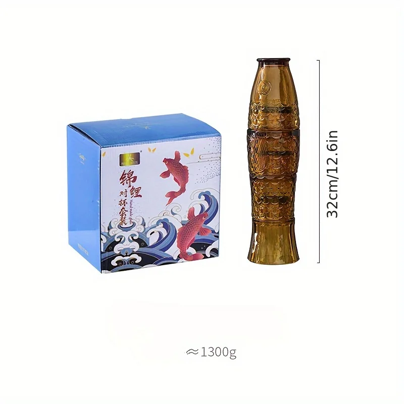 4 Piece Stylish Koi Fish Shaped Drinking Design Stackable Glass Water Cups Set