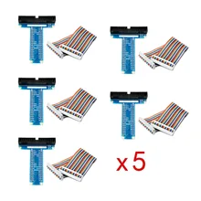 

5pcs GPIO T Type Expansion Module Board Adapter with 40 Pin Female Rainbow Cable For Raspberry Pi 4 / 3 Model B+
