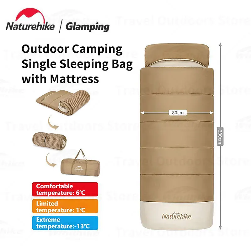 

Naturehike Portable Sleeping Bag+IXPE Pad 200cm Length Envelope Style Sleeping Bag 1℃ Autumn Winter Warm Sleeping Bag Mattress