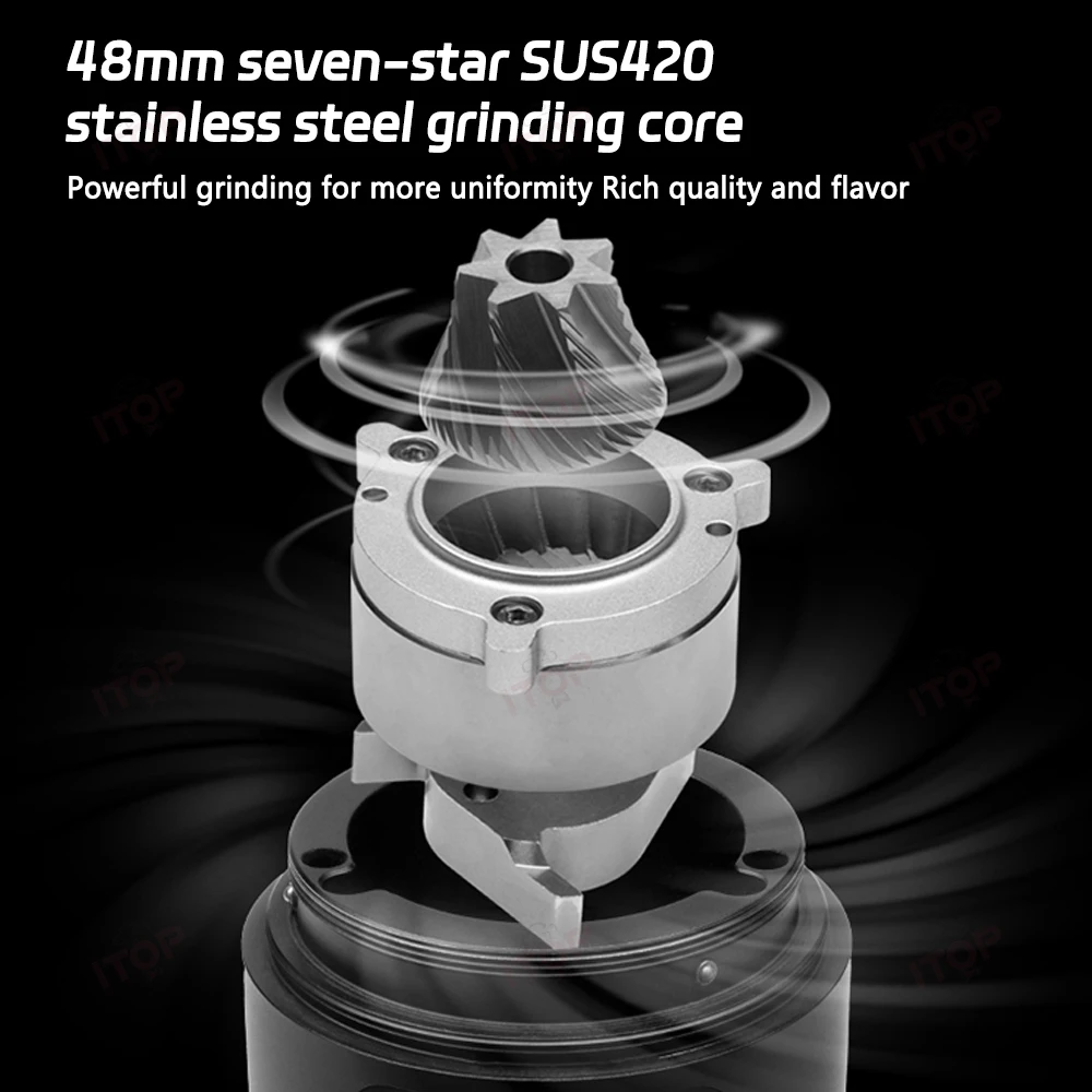 Coffee Grinder 48mm 7-core Stainless Steel Burr DC Gear Motor Low Temperature Fine Grinding ITOP CG05 SOE electric grinder,coffee grinder