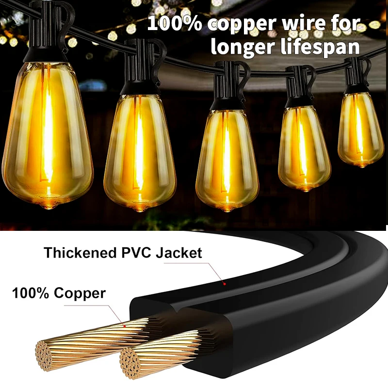 Description Picture 6 of itemST38 LED String Lights 50 LED Outdoor Terrace Lamp Waterproof 110V Garden Wedding Party Lamps Backyard Decor Hanging Light