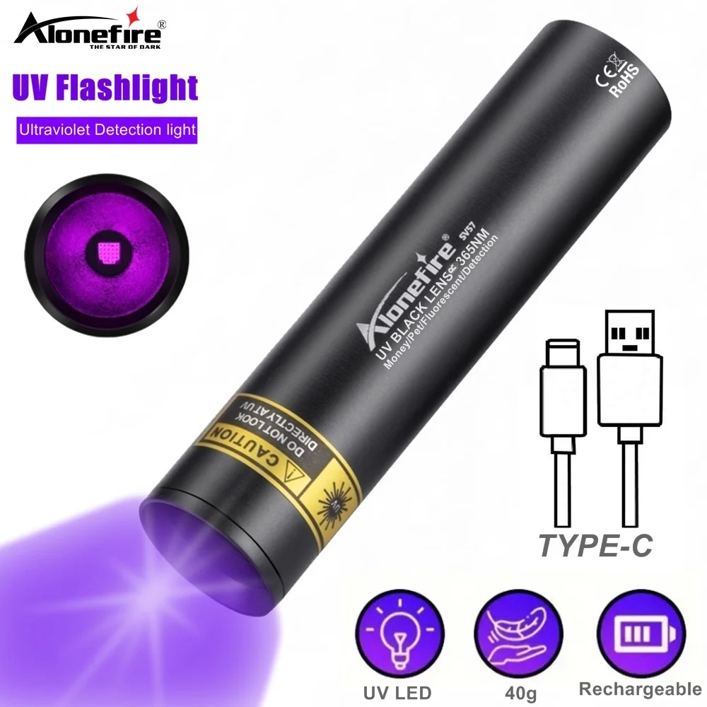 Mini 3W 365nm UV El Feneri Şarj Ultraviyole Blacklight Torch Manikür CatDog İdrar Tinea Para Cevheri Akrep Algılama lambası