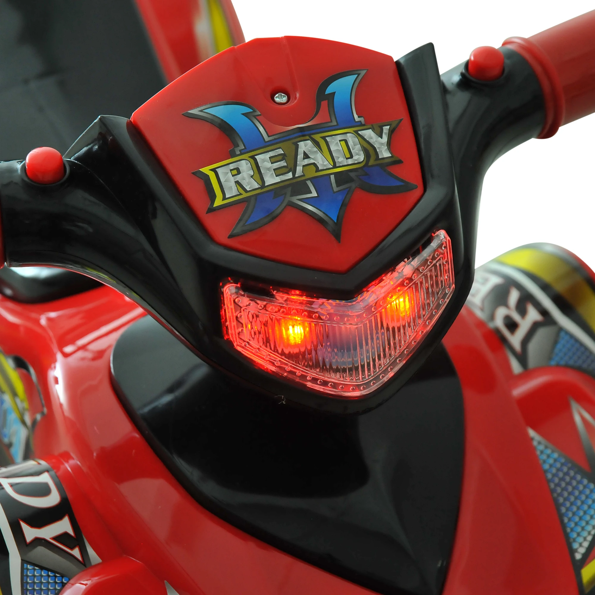 HOMCOM Kids Ride On Quads Boys Girls LED Lights Horn Music Toys 4 Wheels Red - Image 6