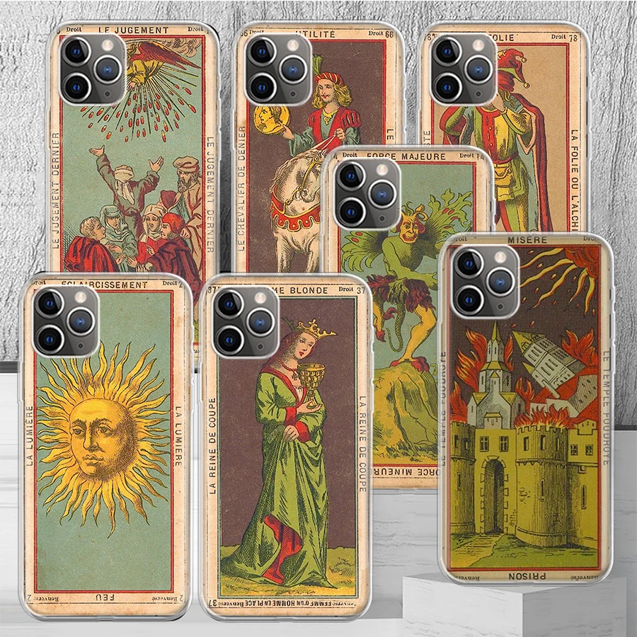 Tarot Cards Reading Art Phone Case Cover For iPhone 14 13 Pro 11 12 XR X XS  Max 7 8 6 6S Plus SE 2020 5 Soft Art Pattern Coque - AliExpress