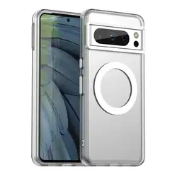 Luxury Matte Clear Magnetic Armor Cover with Wireless Charging for Magsafe - Military Shockproof Protection (White)