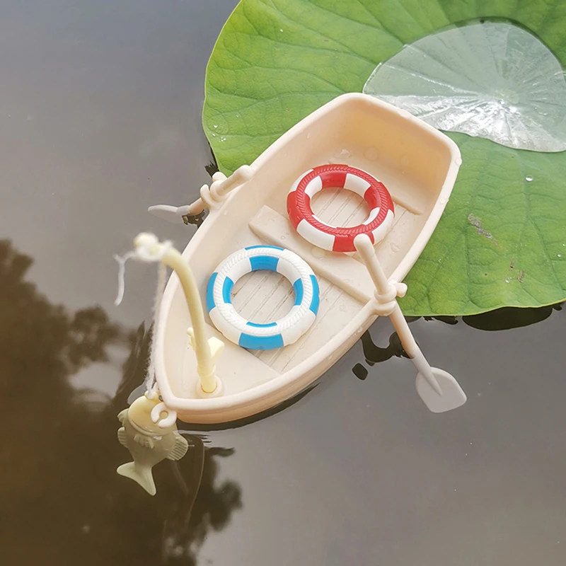 1 Set Kindergeschenke Neues Plastik-Fischerboot-Modell Mini Simuliertes Puppenhaus-Ornament Miniatur-Fischerboot-Set – Detail 6