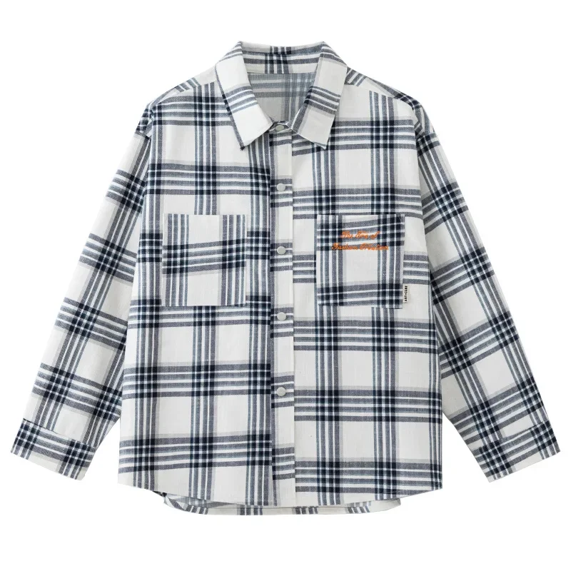 Plus Size Boys Long Sleeve Shirt Autumn New Plaid Base Layer Shirt for Big Kids Toddler Boy Clothing Chinese Brand AE Stock