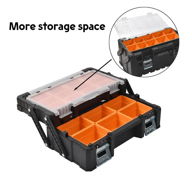 Plastic Hardware Tool Box Double Layer Parts Tool Organizer Box Protable toolbox Hard Case tool storage box Large Tools case