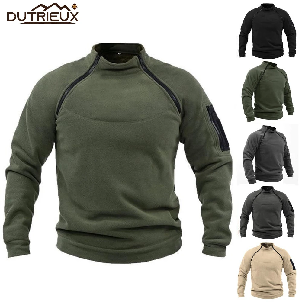 Men Outdoor Polar Fleece Jacket Hunting Clothes Warm Zipper Pullover Windproof Thermal Hiking Sweate for DUTR-Tactical men outdoor jacket