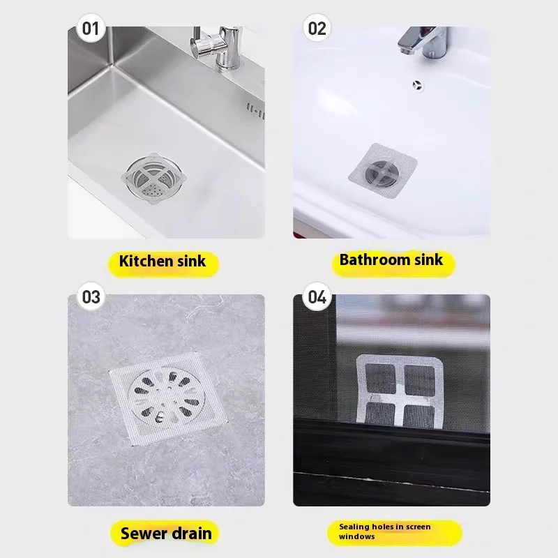 New Disposable Shower Drain Hair Catcher Mesh Shower Drain Covers Floor Sink Strainer Filter Hair Stopper for Bathroom Kitchen