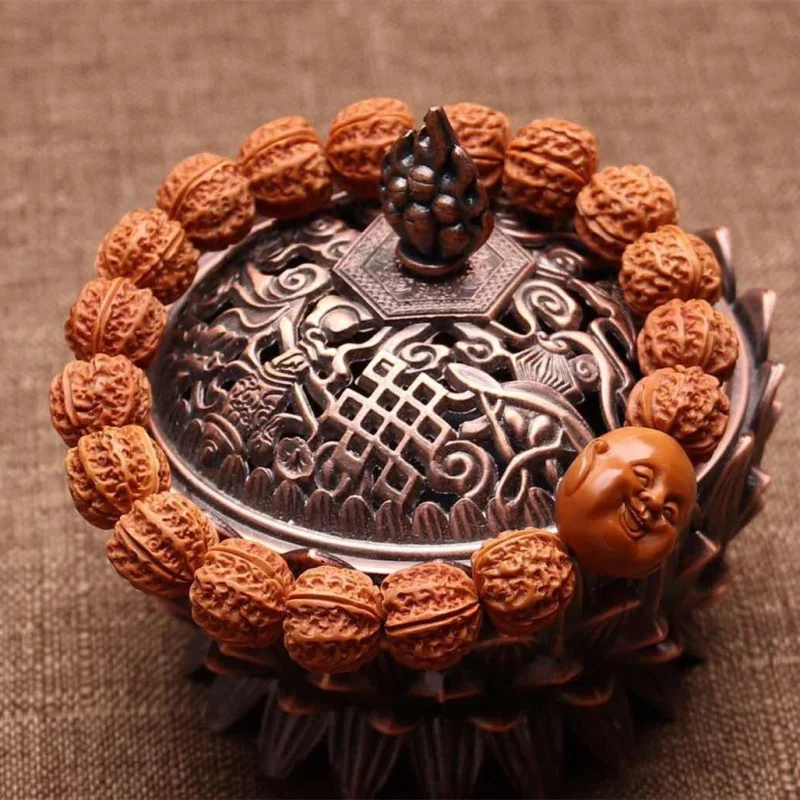 

Pattern Jingbaleng Dragon-Veined Peach Pit Carved Bracelet Perfect Circle Stump Orange Leather Lantern