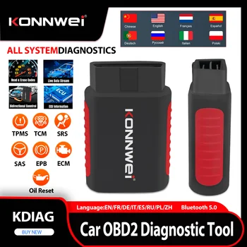 2026 KONNWEI KDIAG Strumento di Diagnostica OBD2 per Auto, Scanner Automobilistico a Sistema Completo con Bluetooth, Reset dell'Olio, Programmatore di Servizio SRS SAS EPB e ECU TPMS