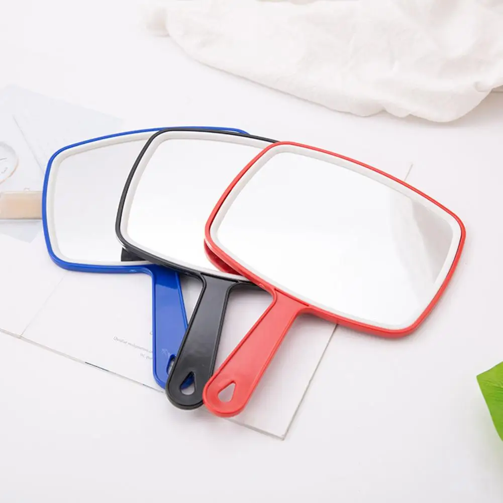 Excellent Handheld Mirror PVC Hairdressing Mirror Anti-fog Portable Single-Sided Vanity