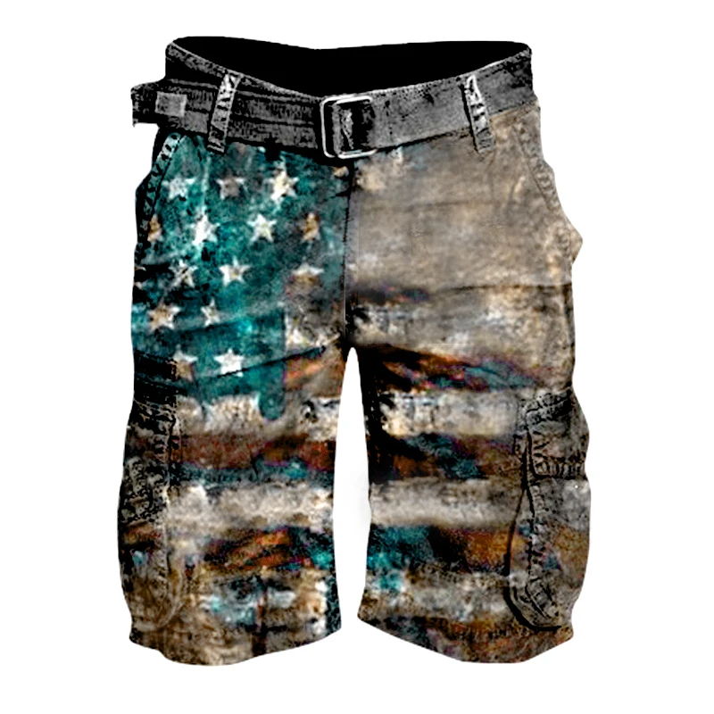 3D Summer Shorts Men's Cargo Pants Loose Casual Outdoor Sports Nickel Pants Side Pocket Cotton Comfortable Plus Size Casual Shor
