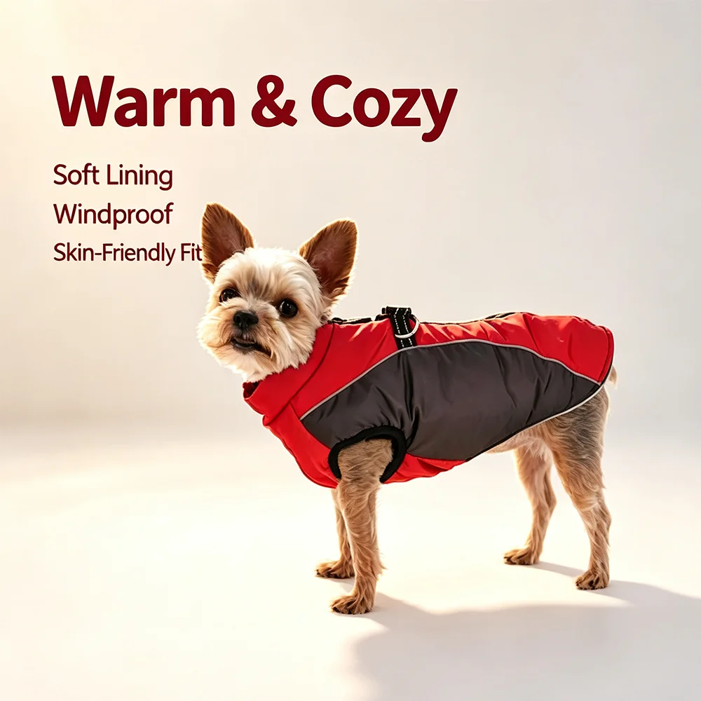 Winter Dog Clothes For Small Dogs Cats Waterproof Pet Warm Reflective Vest Jackets With D-ring Chihuahua French Bulldog Coats