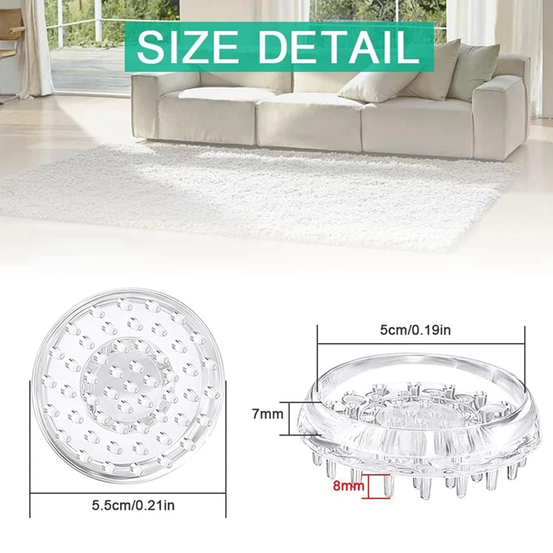 Carpet Protectors 8Pcs Spiked Caster Cups Floor Saver Pads Clear Spiked Floor Castor Cups Spiked Furniture Cup 6