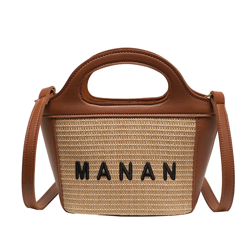 

2023 New INS Fashion Portable Grass Woven Small Market Vegetable Basket Letter Versatile Women's Bag crossbody commuting