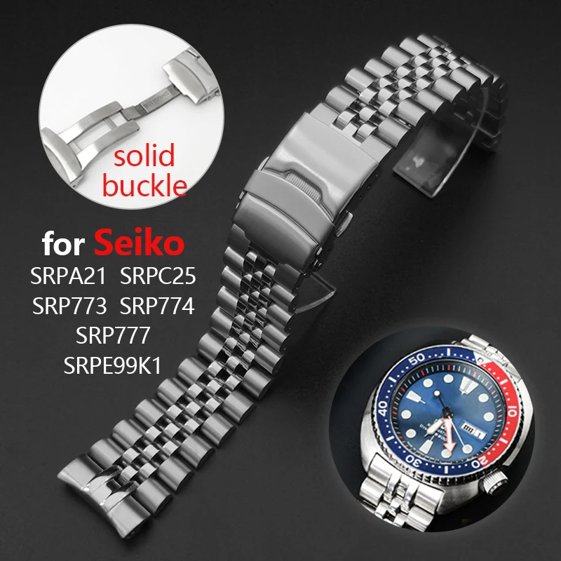 Фото Изогнутый браслет для Seiko SRPA21 SRP777 SRPC25 SRP773 SRP774 SRPE99K1 браслет из нержавеющей стали с цельной металлической пряжкой ремешок для часов №1
