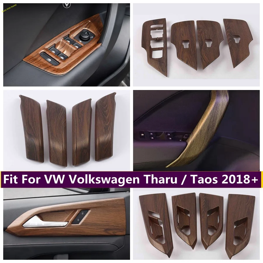 

Window Glass Lift Switch Button / Door Handle Bowl / Inner Door Sills Cover Trim Fit For VW Volkswagen Tharu / Taos 2018 - 2023
