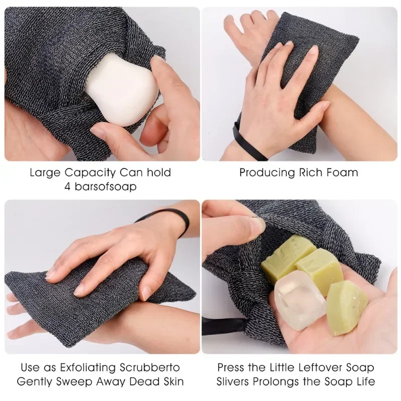 Double-layer Thickened Soap Bag Bath Cleansing Foaming Net Pouch Body Exfoliating Scrubber Sponges Bathroom Nylon Soap Pocket